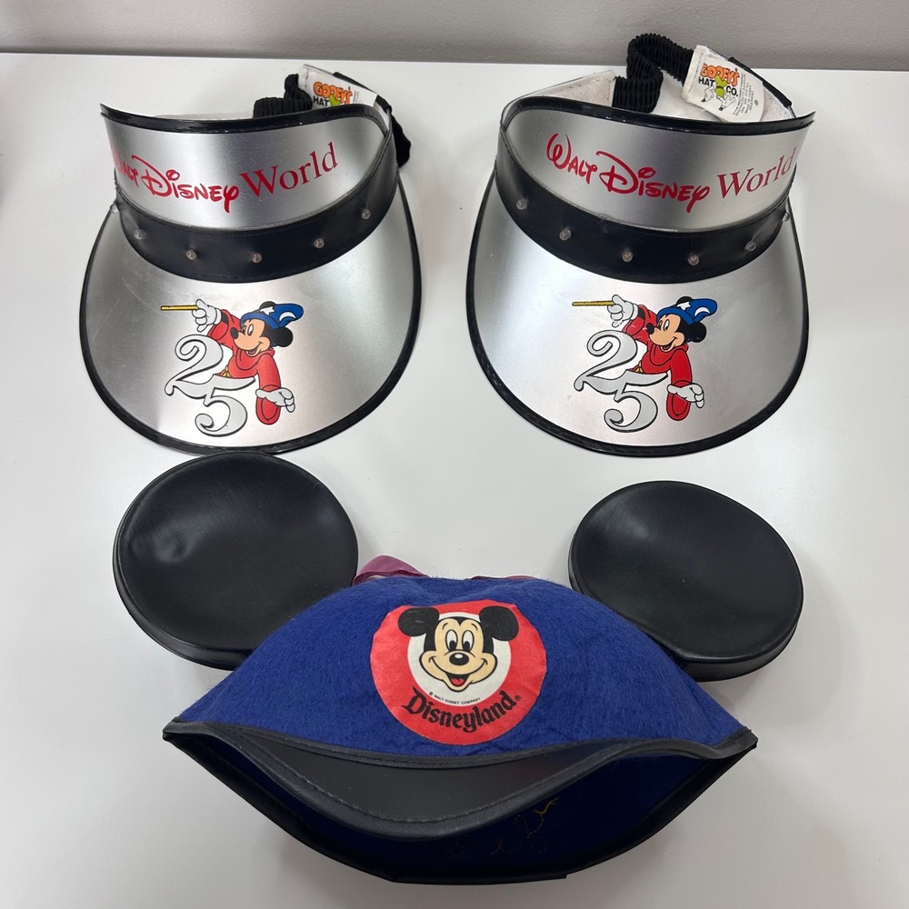 Disney World Visor Lot Mickey Mouse 25th‎ Anniversary Disneyland Felt Hat  cap